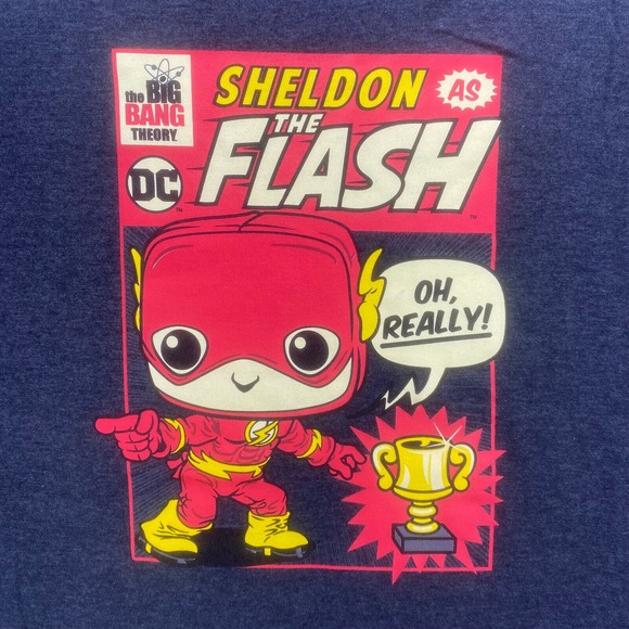 Pop Tees Shirt Men Extra Large Gray DC Comics Big Bang Theory Sheldon Flash - Picture 5 of 11